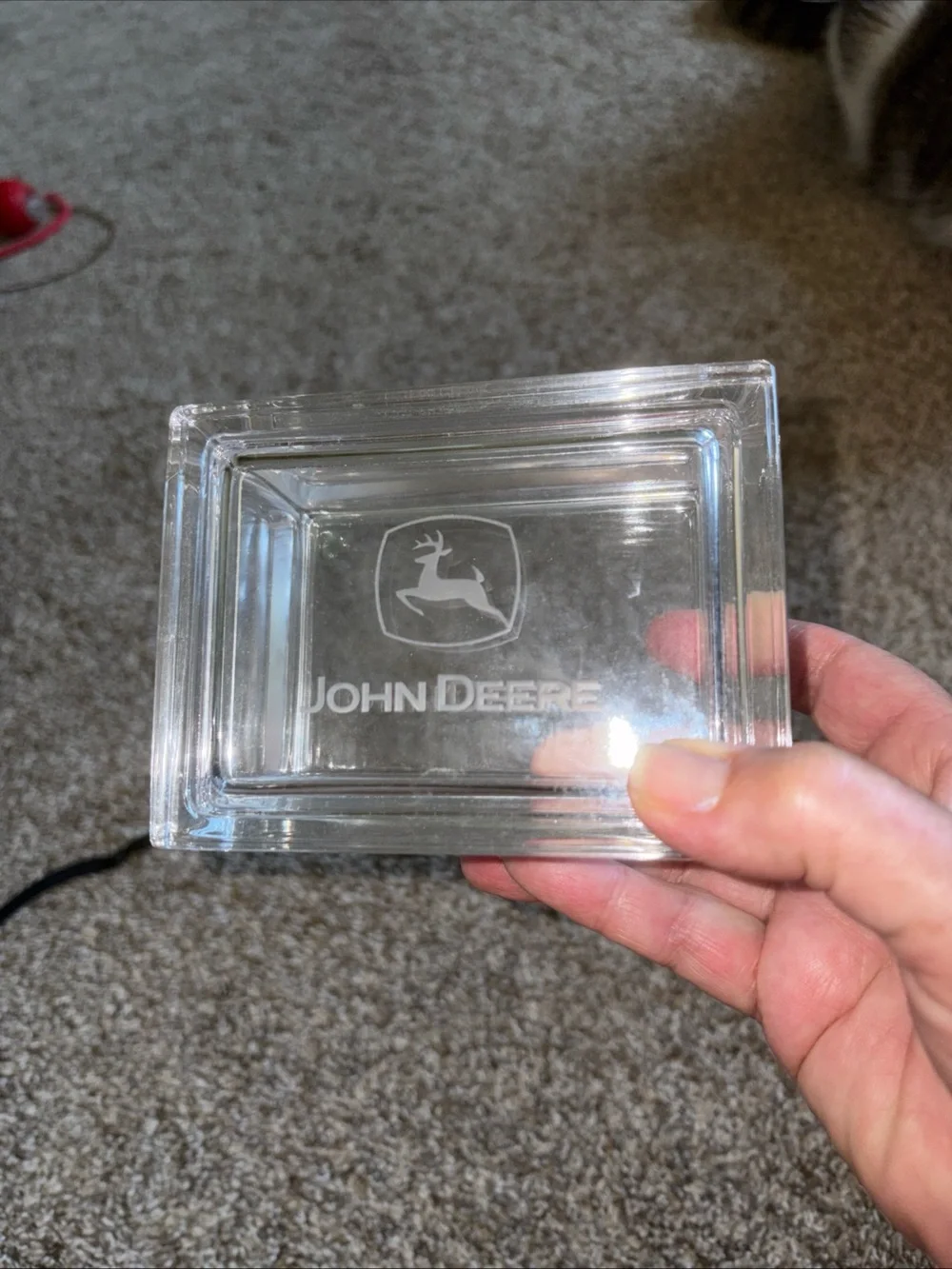 John Deere vintage trinket glass box